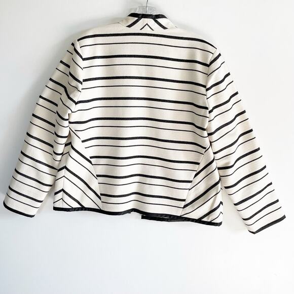 NWOT Chico’s Cream Striped Open Front Jacket Blazer - Picture 5 of 10